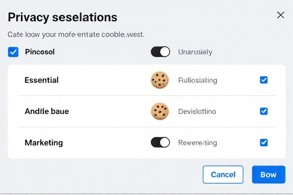 Adatvédelem és süti beállítások ikonok