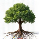 Fa, amely erős gyökerekkel rendelkezik, a fenntartható eredményeket jelképezve.